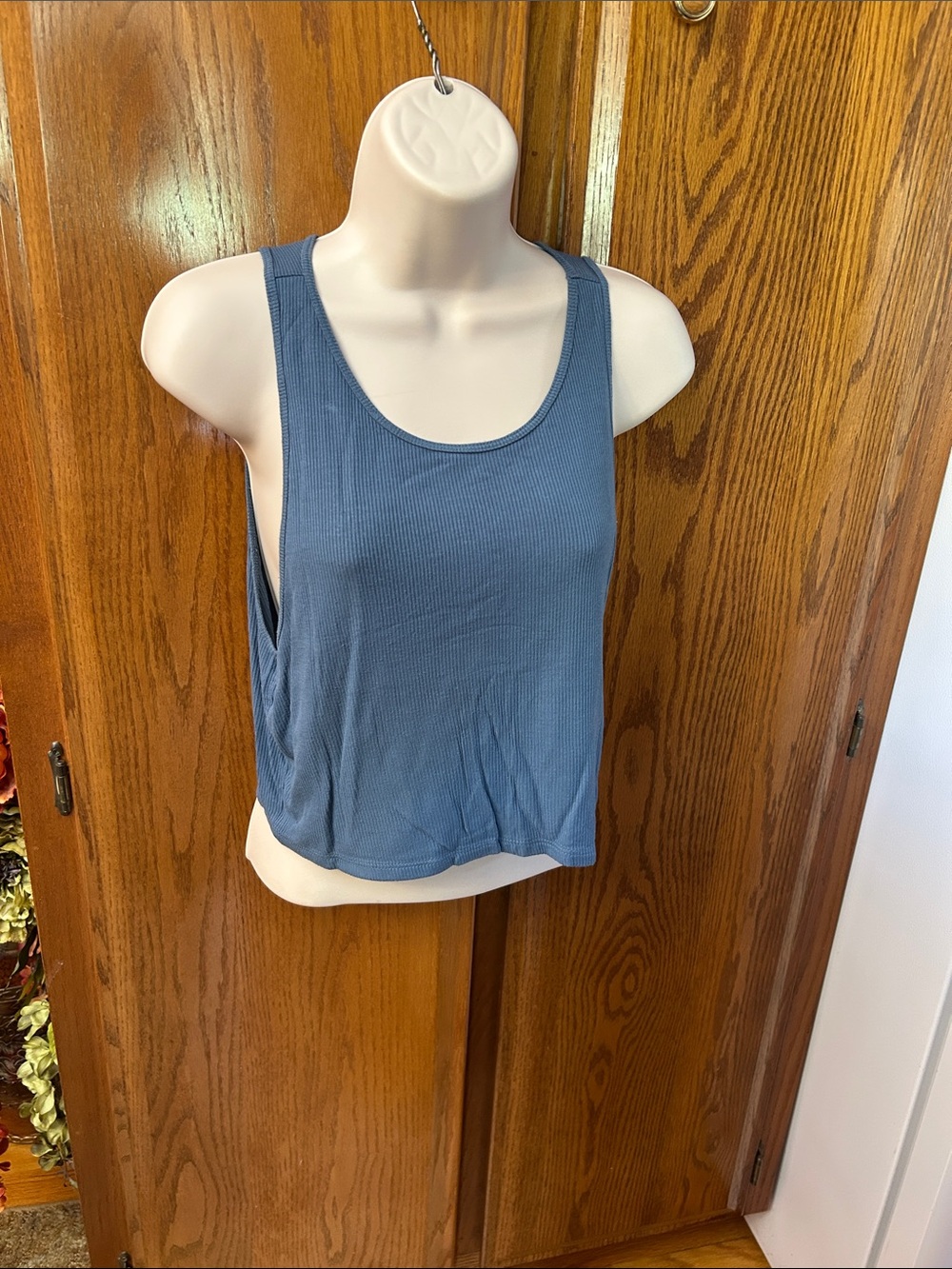American Eagle Outfitters Dusty Blue Ribbed Tank Top